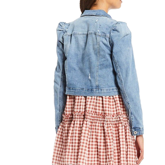 Chelsea & Violet Denim Jacket Women's Sz XL Buttons Puff Shoulder Dillard's $150 - Picture 5 of 16